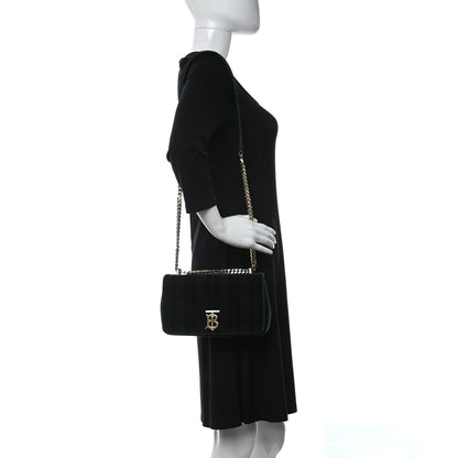 Burberry Velvet Quilted Small Lola Bag Dark Green 2 of 9