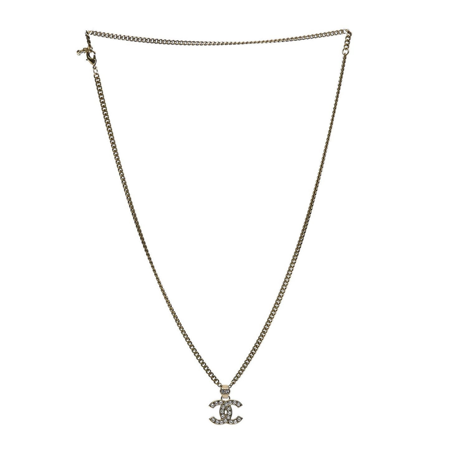 Crystal CC Pendant Necklace Gold