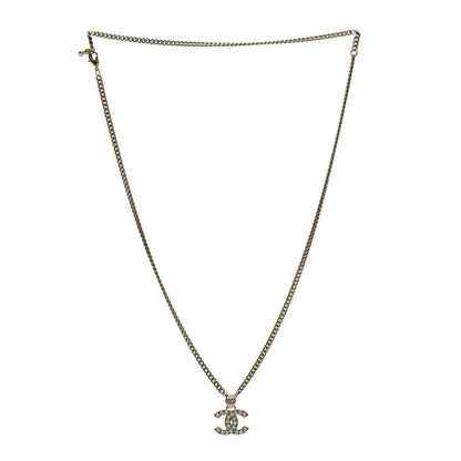 Chanel Crystal CC Pendant Necklace Gold 4 of 6