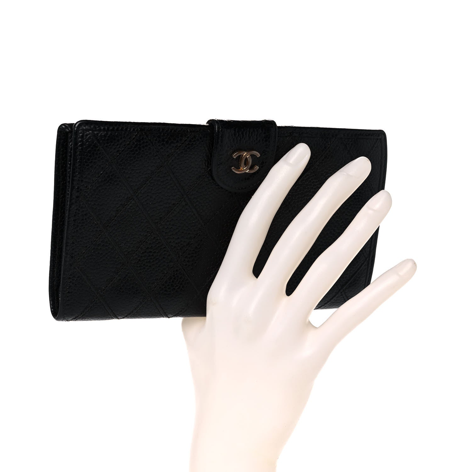 Chanel Caviar Stitched French Wallet Black 2 of 16