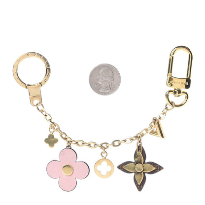 Louis Vuitton Brass Monogram Blooming Flowers Bag Charm Key Holder Rose Ballerine 2 of 5