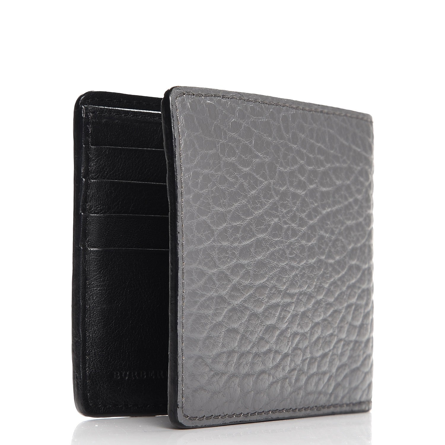 Burberry Signature Grain Calfskin Folding Wallet Stone Grey 3 of 6