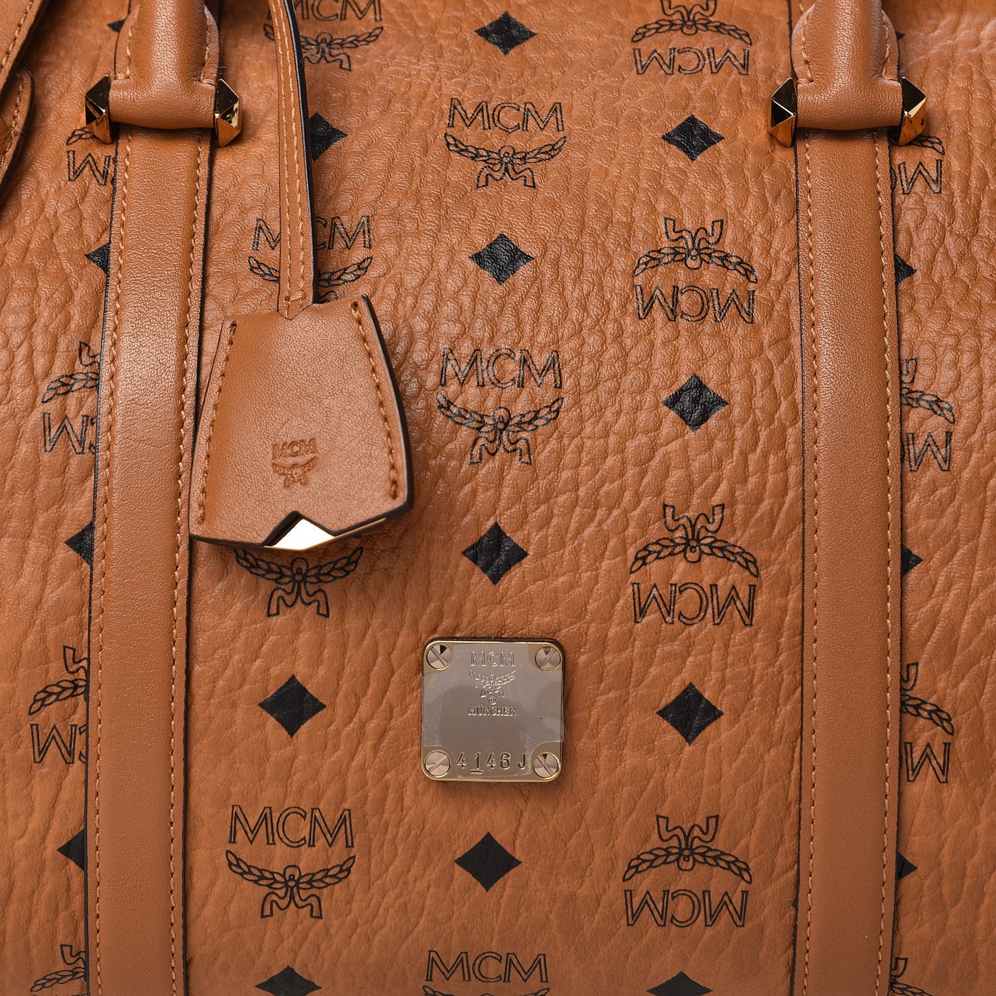 Visetos Medium Boston Bag Cognac