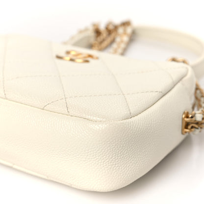 Chanel Shiny Caviar Quilted Chain Melody Camera Bag White 9 of 9
