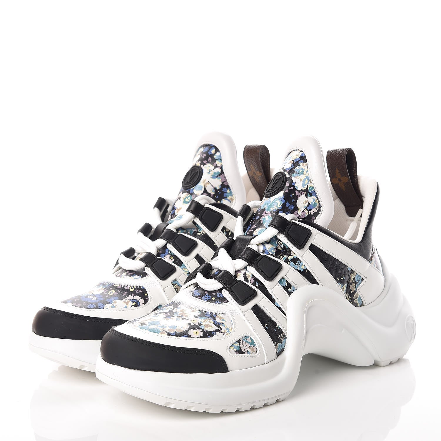 Louis Vuitton Flower Printed Calfskin Monogram LV Archlight Sneakers 36.5 Black Blue 3 of 8