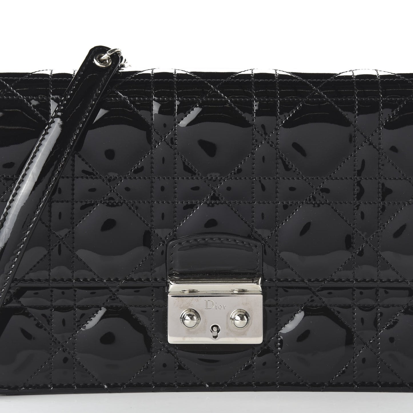 Patent Cannage Miss Dior Promenade Pouch Black