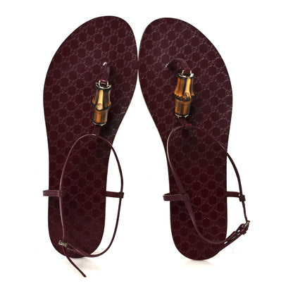 Gucci Calfskin Guccissima Bamboo Womens Susanna Sandals 39 Rosso Ancora 2 of 9