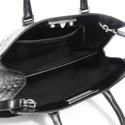 Saint Laurent Crocodile Embossed Medium trois Class Tote Black 6 of 10