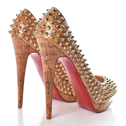 Christian Louboutin Cork Alti Spikes 160 Pumps 39 Natural Gold 4 of 9