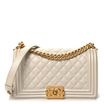 Chanel Iridescent Caviar Quilted Medium Boy Flap White 1 of 11