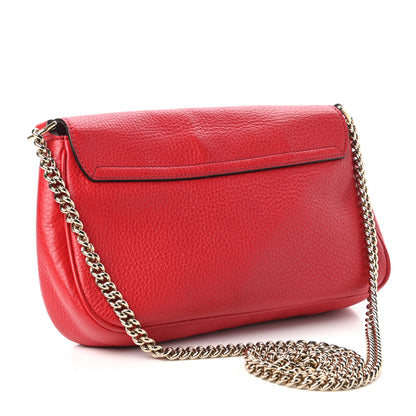 Gucci Pebbled Calfskin Medium Soho Flap Crossbody Tabasco Red 3 of 12