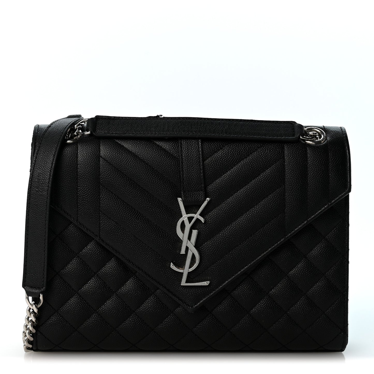 Grain De Poudre Textured Mixed Matelasse Triquilt Medium Monogram Satchel Black