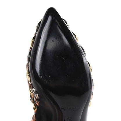 Louis Vuitton Calfskin Studded Gold Rush Slingback Pumps 36 Black 8 of 8