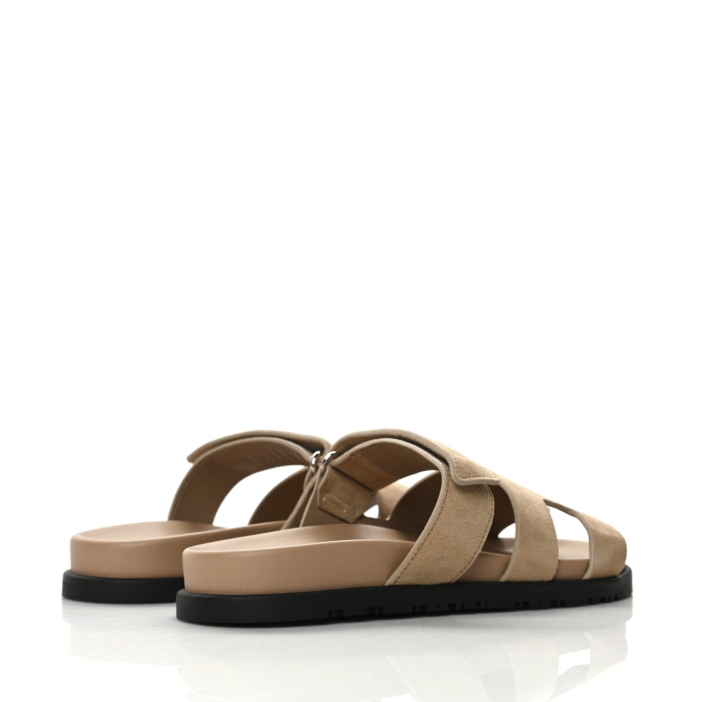Suede Goatskin Womens Chypre Sandals 37.5 Beige Argile