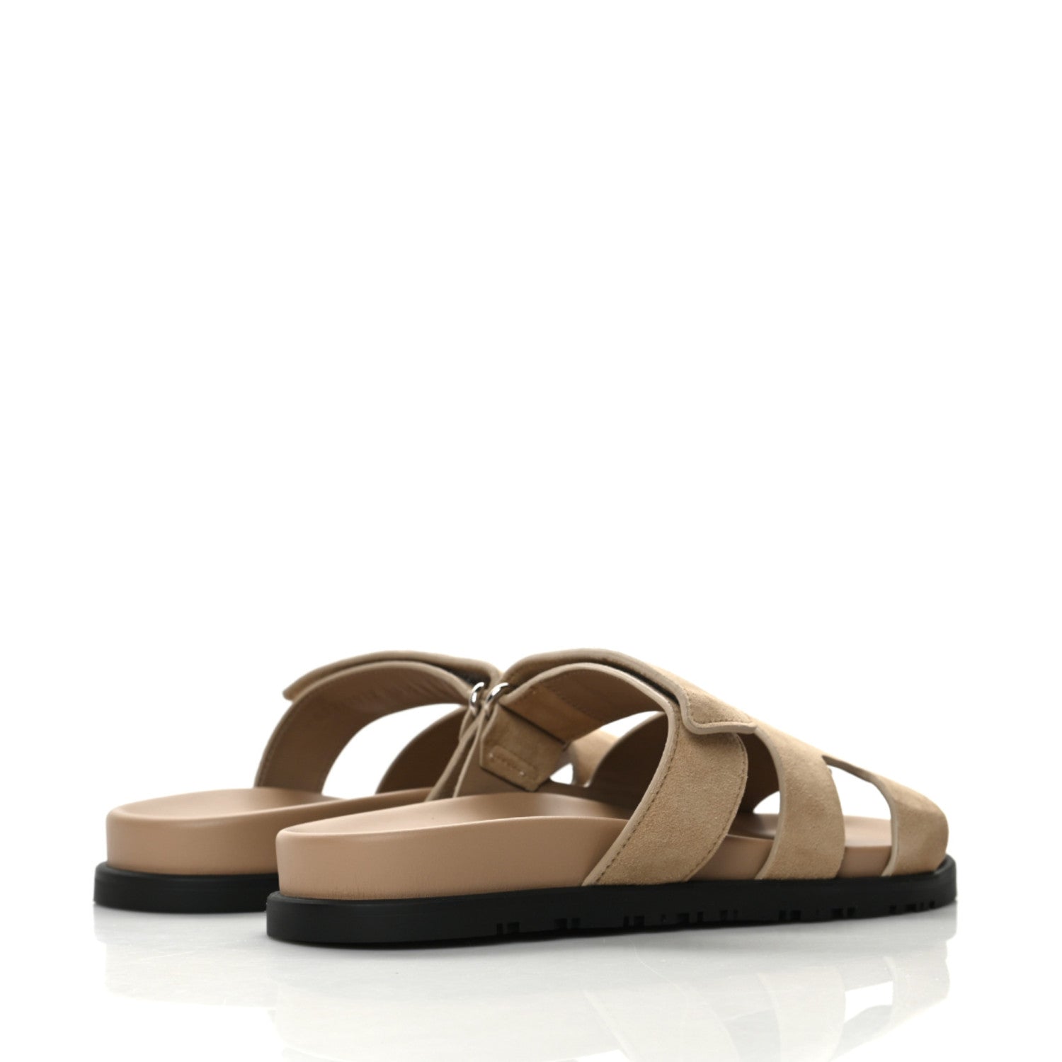 Hermes Suede Goatskin Womens Chypre Sandals 37.5 Beige Argile 4 of 9