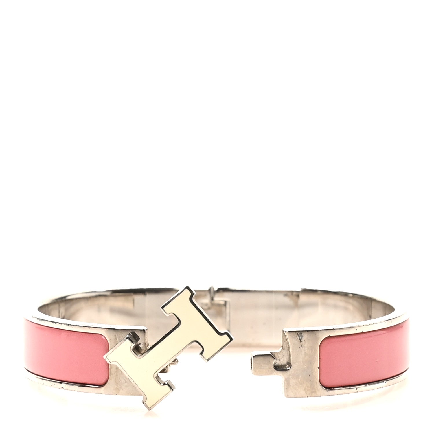 Hermes Enamel Narrow Clic Clac H Bracelet PM Rose Velours White 4 of 7