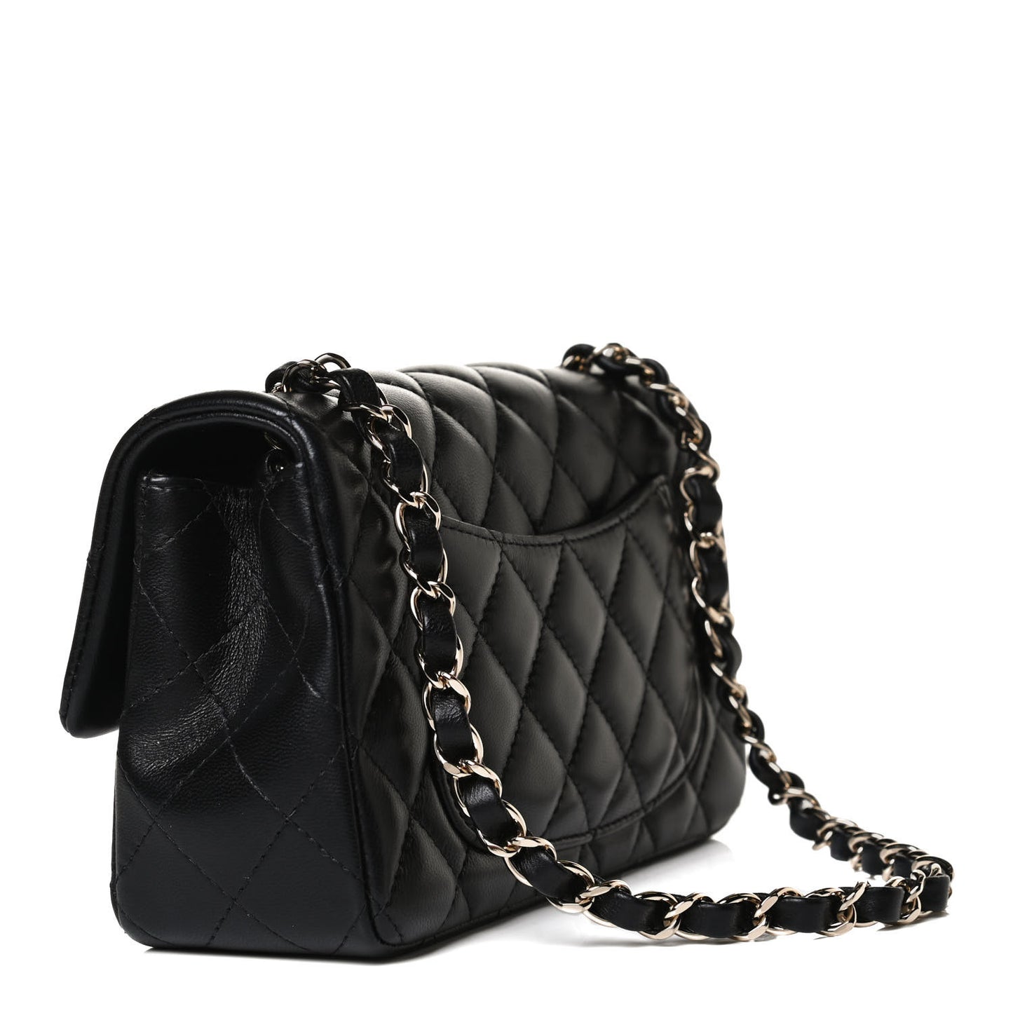 Lambskin Quilted Mini Rectangular Flap Black