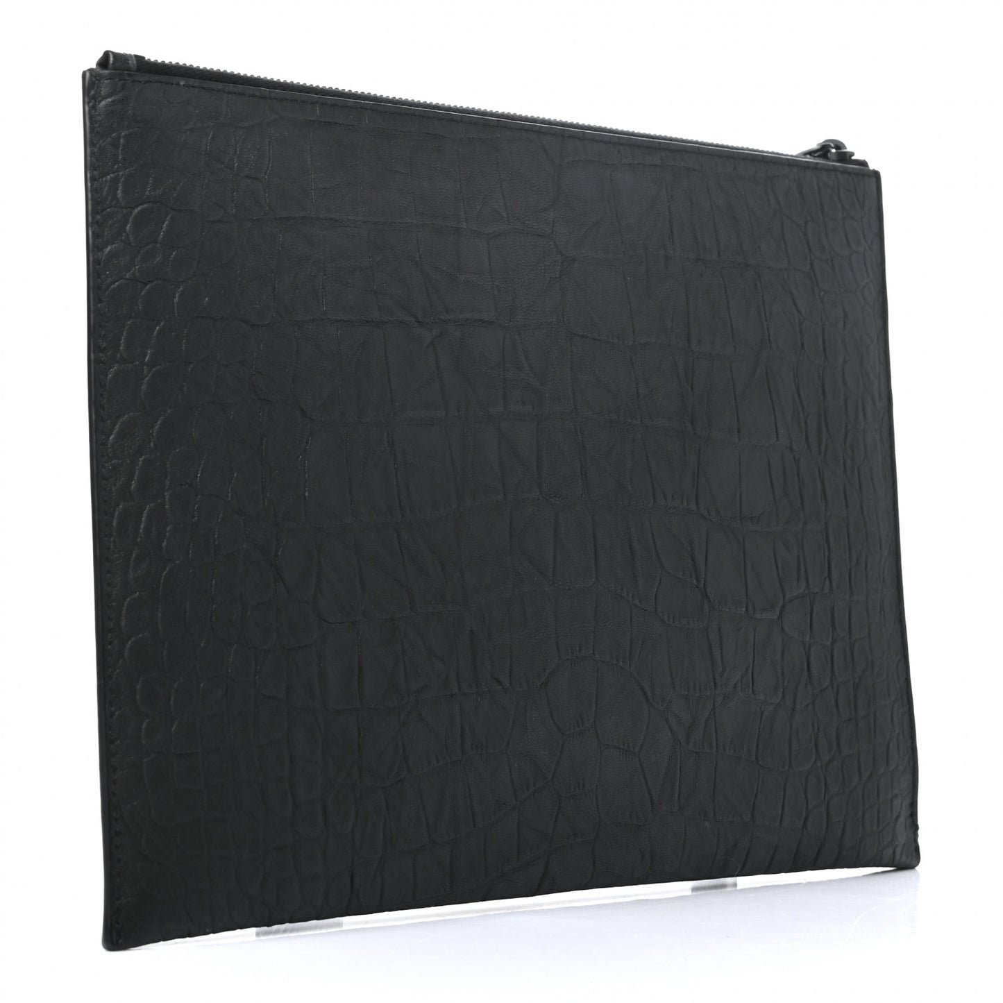 Calfskin Crocodile Embossed Monogram iPad Case Black