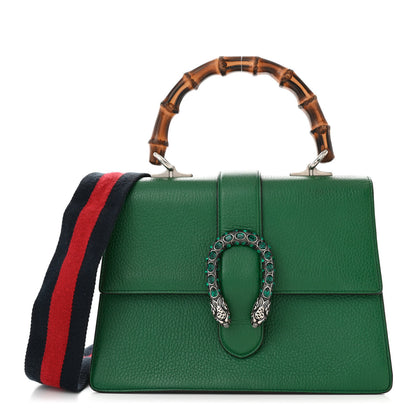 Gucci Dollar Calfskin Crystal Web Medium Dionysus Bamboo Top Handle Bag Emerald 1 of 10