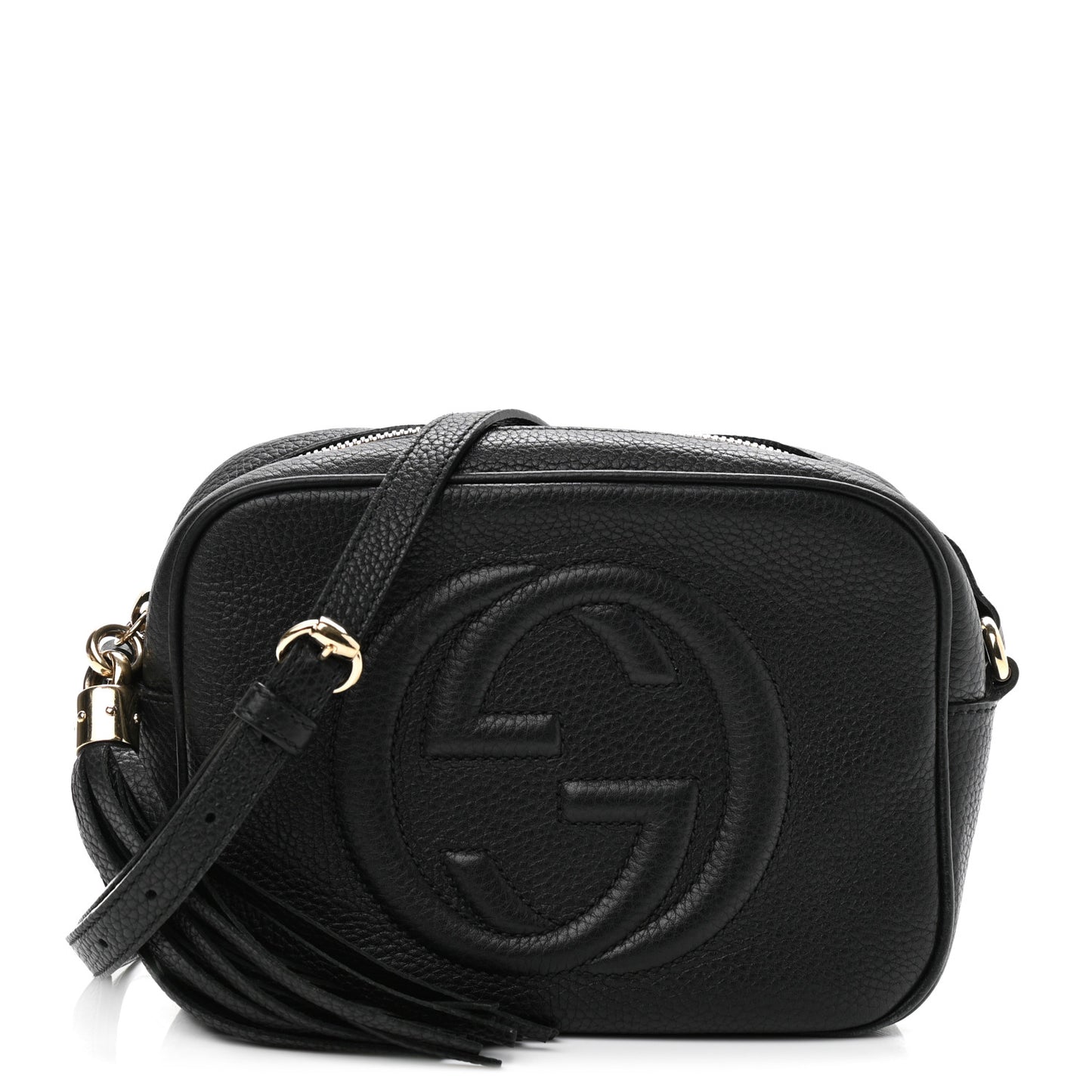 Pebbled Calfskin Small Soho Disco Bag Black