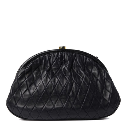 Chanel Lambskin Quilted Frame Clutch Navy 1 of 8