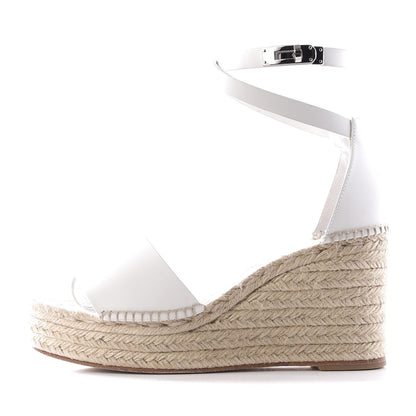 Hermes Calfskin Tivoli Espadrille Wedge Sandals 40 White 1 of 10