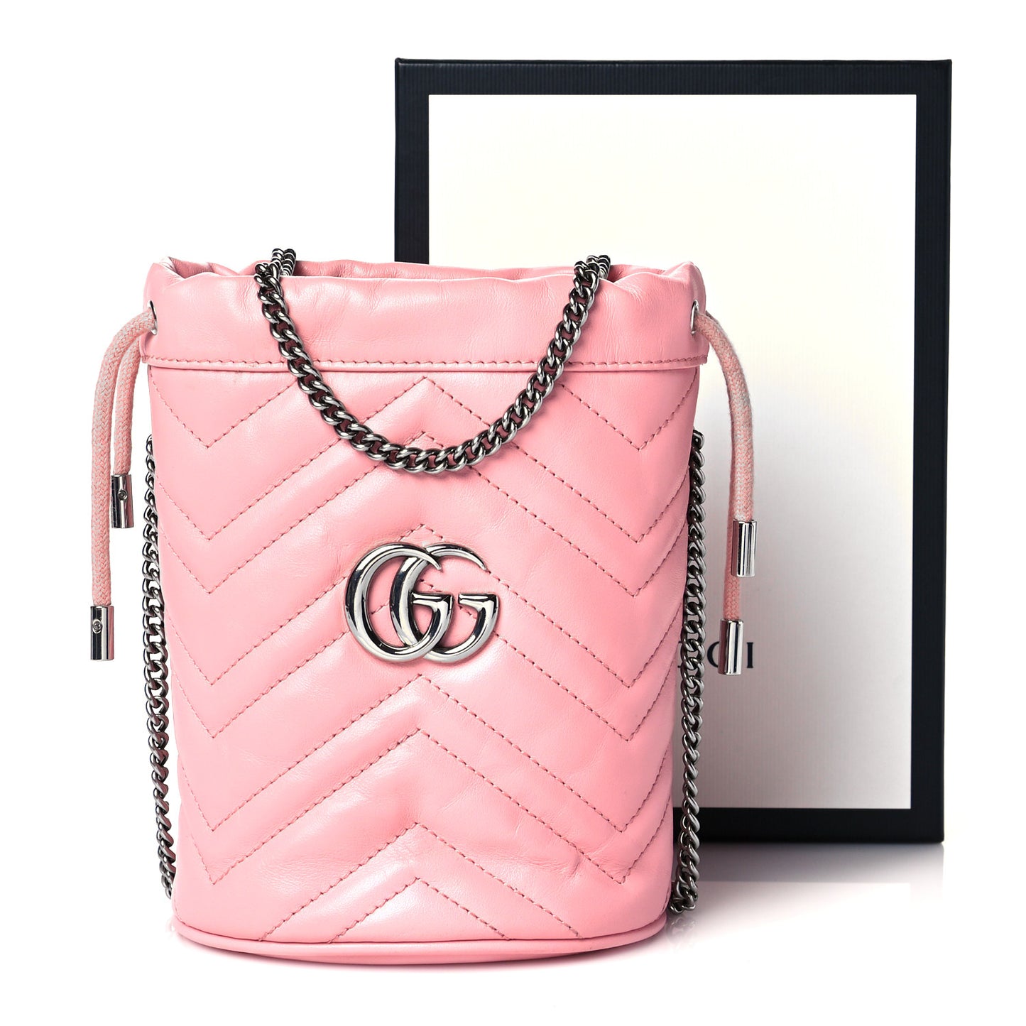 Calfskin Matelasse Mini GG Marmont 2.0 Bucket Bag Wild Rose