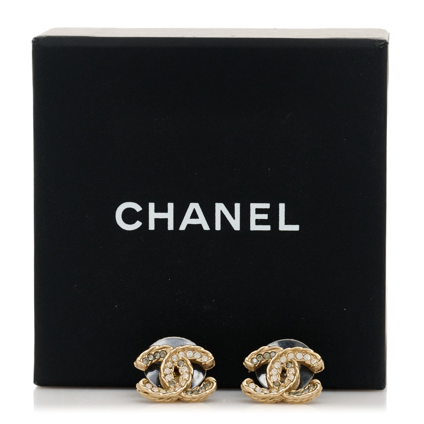 Crystal Timeless CC Earrings Light Gold Grey