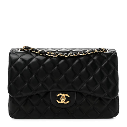 Chanel Lambskin Quilted Jumbo Double Flap Black 1 of 12