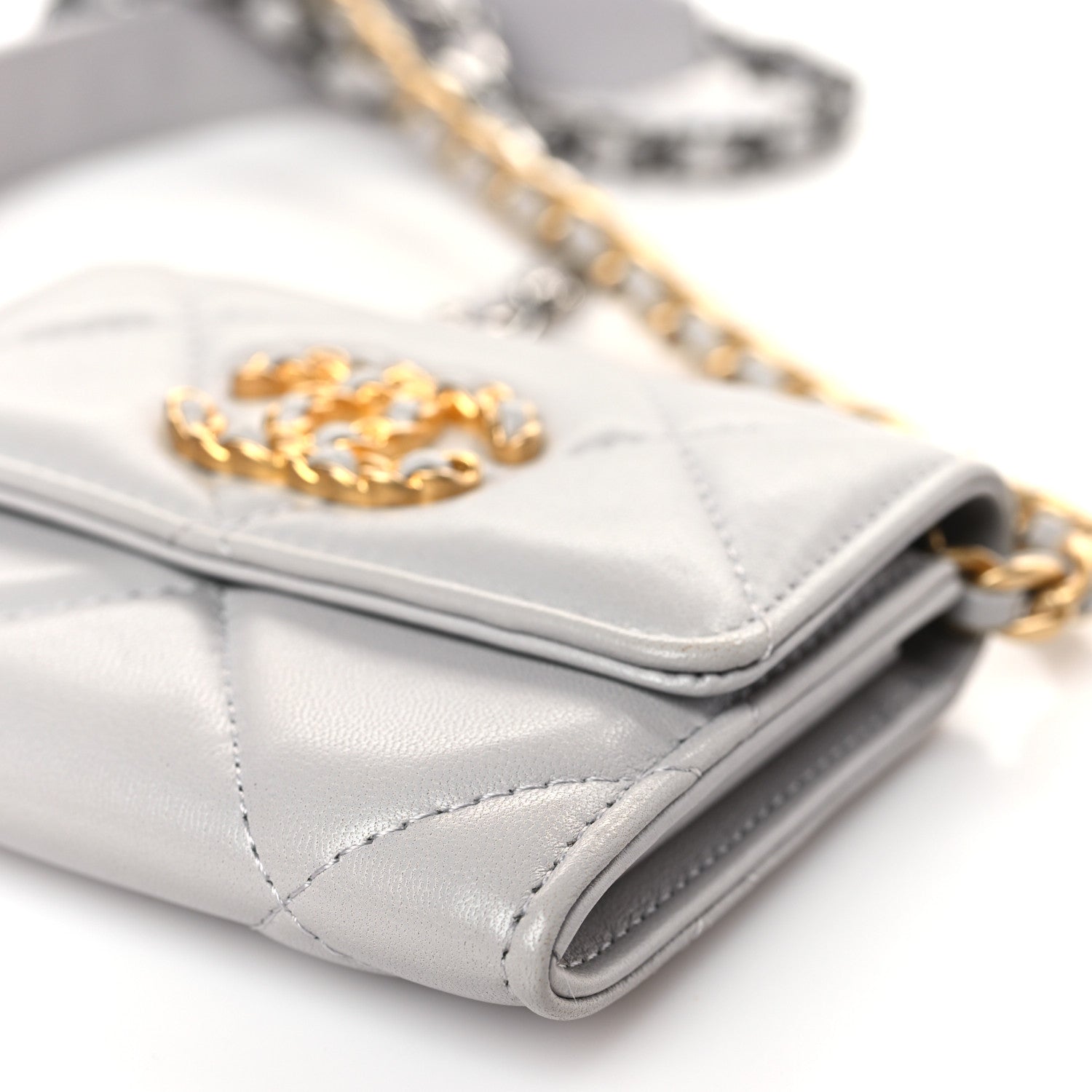 Chanel Lambskin Quilted Chanel 19 Flap Belt Bag Grey 10 of 10