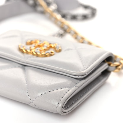 Chanel Lambskin Quilted Chanel 19 Flap Belt Bag Grey 10 of 10