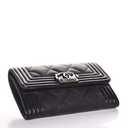 Chanel Calfskin Quilted Boy Card Holder Wallet Black 4 of 9