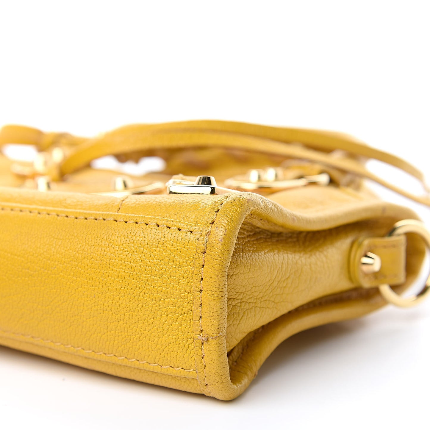 Chevre Silver Metallic Edge Hardware Nano City Jaune Epi