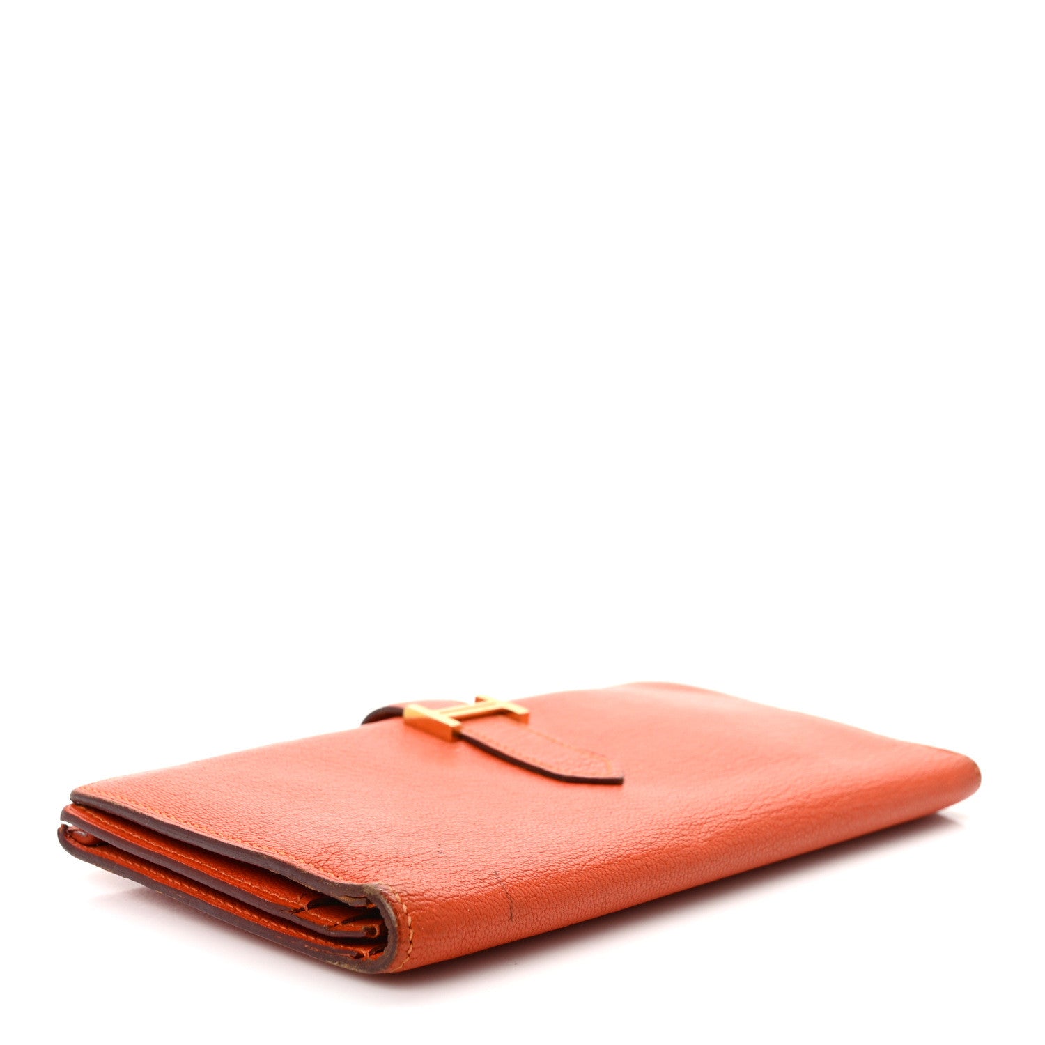 Hermes Chèvre Mysore Bearn Gusset Wallet Feu 4 of 12