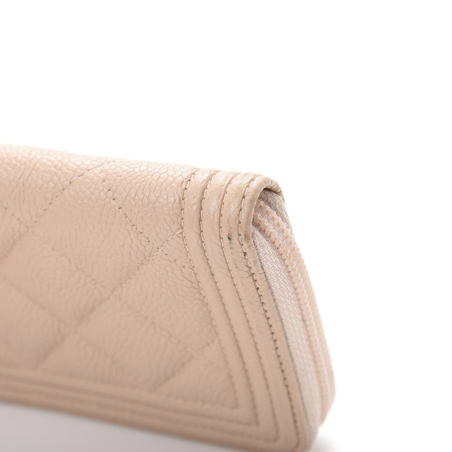 Chanel Caviar Quilted Small Boy Zip Around Wallet Beige 10 of 10
