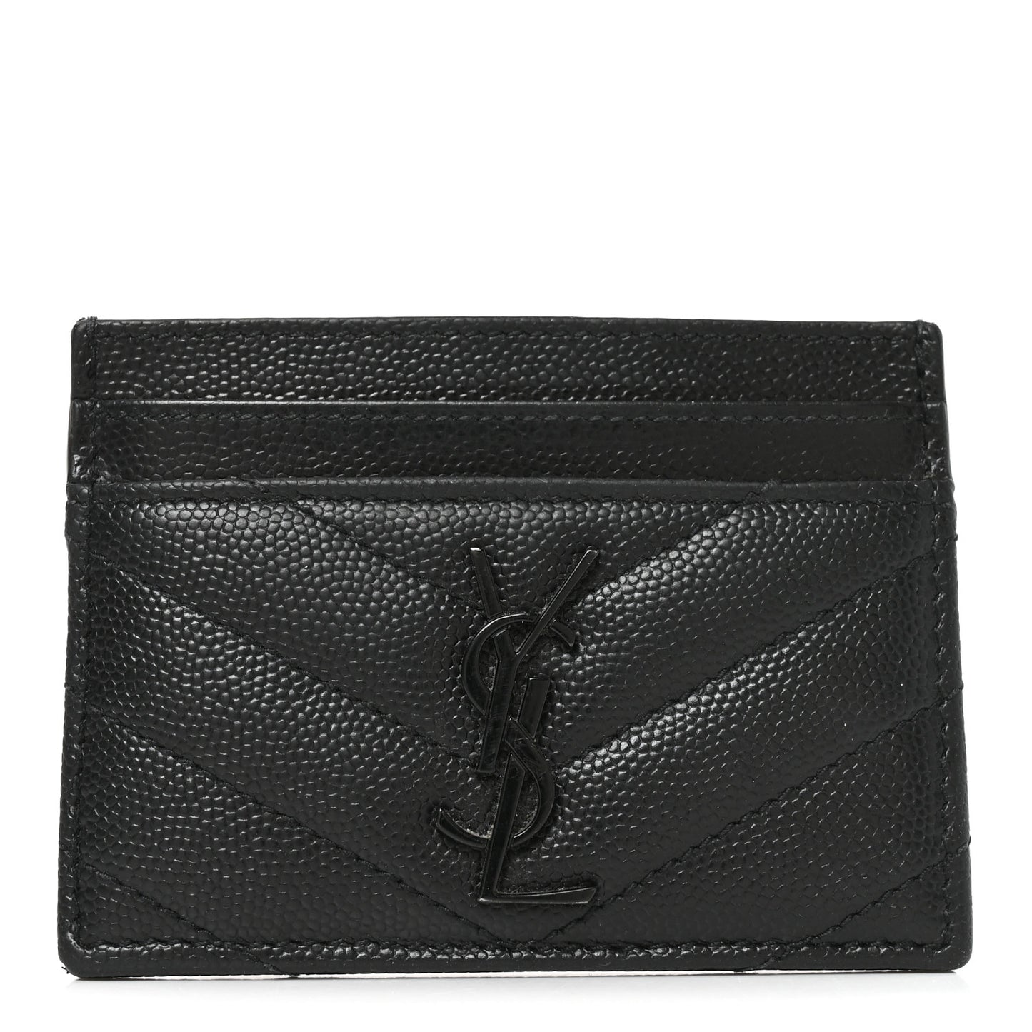 Grain De Poudre Matelasse Chevron Monochrome Monogram Credit Card Case Black