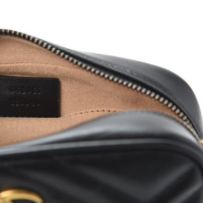 Gucci Calfskin Matelasse Mini GG Marmont Chain Shoulder Bag Black 8 of 10
