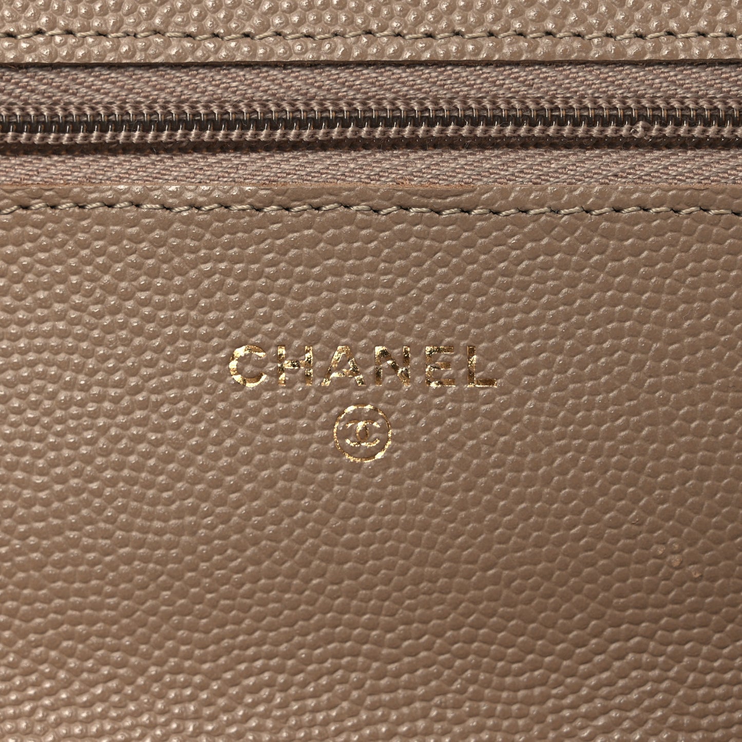 Caviar Quilted Wallet on Chain WOC Dark Beige