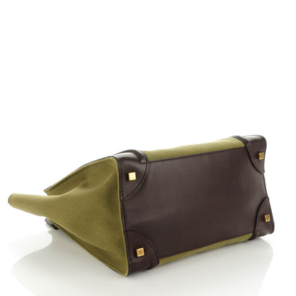 Celine Canvas Smooth Calfskin Mini Luggage Olive 4 of 8