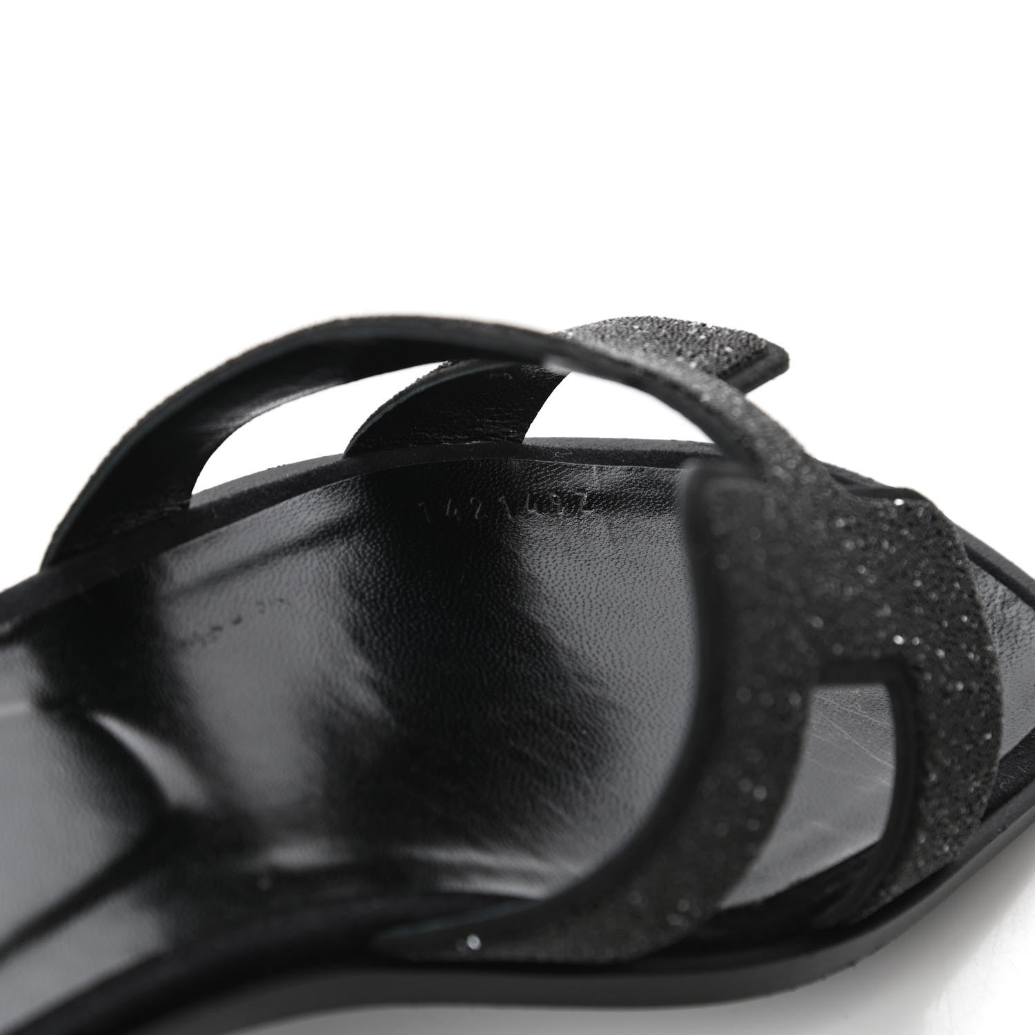 Hermes Suede Goatskin Crystal Powder Oran Sandals 38 Black 8 of 9