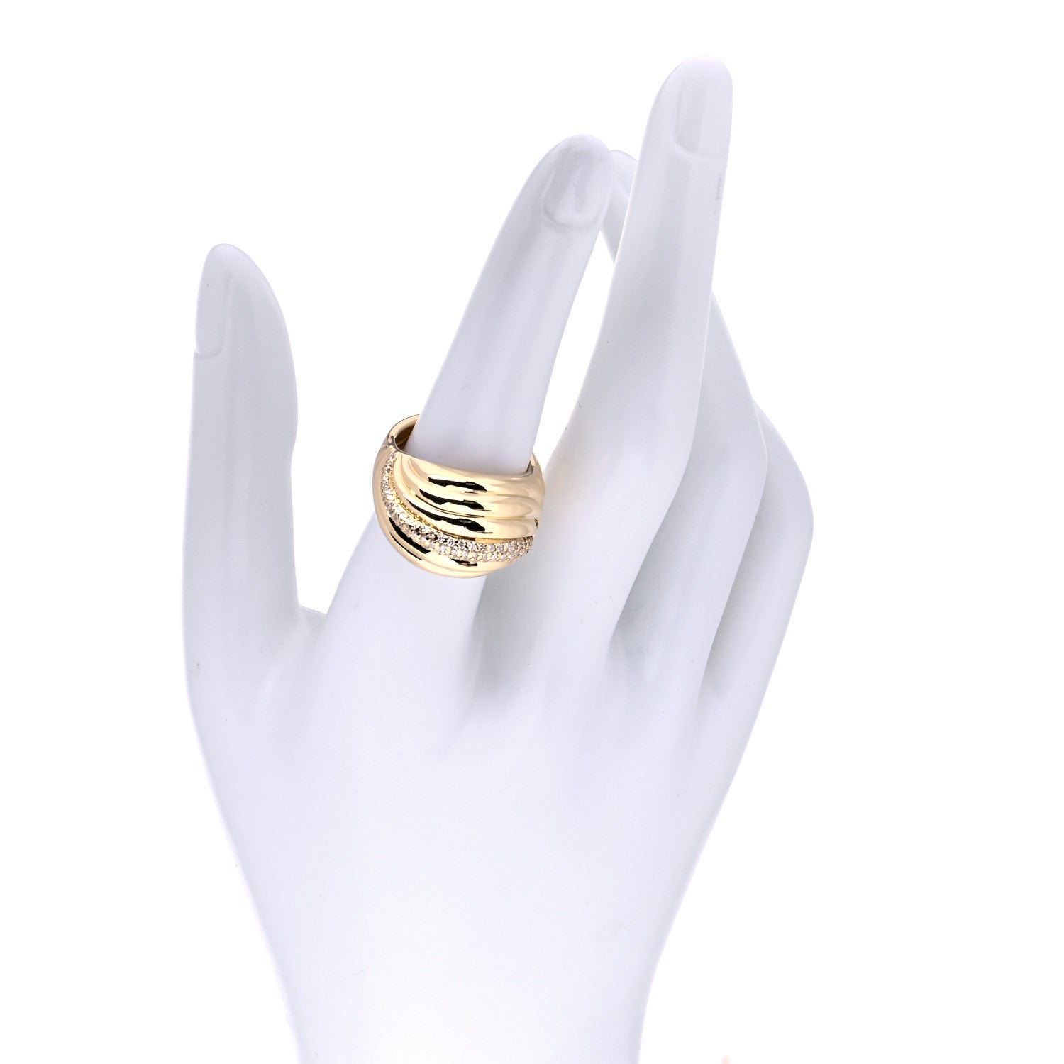 David Yurman 18K Yellow Gold Diamond Sculpted Cable Ring 56 7.5 2 of 6