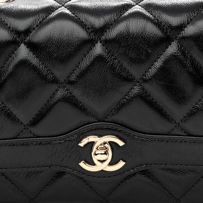 Chanel Crumpled Glazed Lambskin Quilted Mini Flap Black 7 of 10