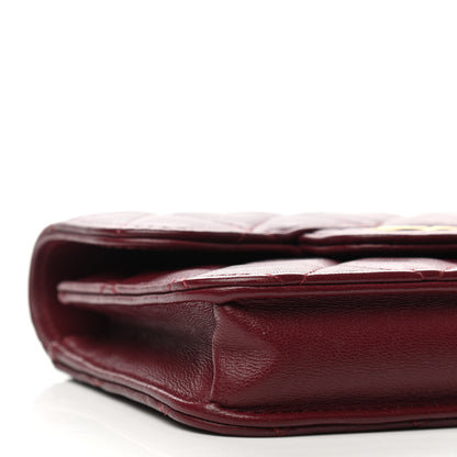 Chanel Lambskin Quilted Top Handle Flap Coin Purse With Chain Burgundy 10 of 12