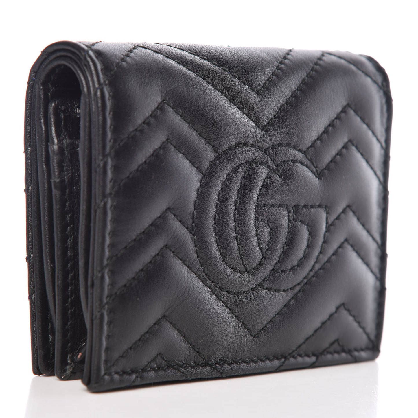 Calfskin Matelasse GG Marmont Card Case Wallet Black
