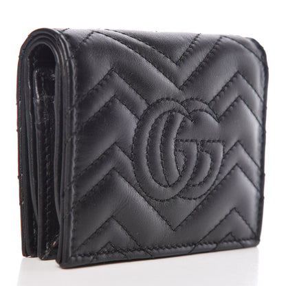 Gucci Calfskin Matelasse GG Marmont Card Case Wallet Black 3 of 8