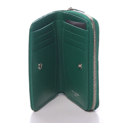Saint Laurent Grain De Poudre Matelasse Compact Zip Around Wallet Malachite Green 5 of 8