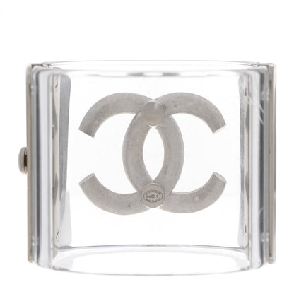 Chanel Lucite Baguette Crystal CC Cuff Transparent Silver 3 of 5