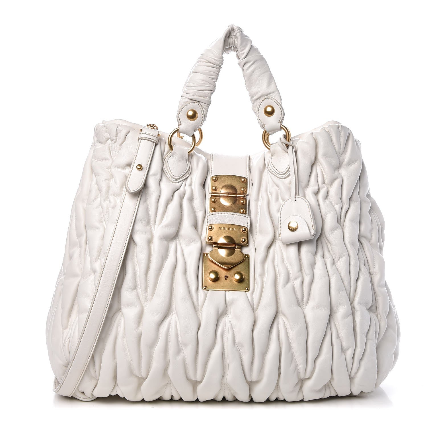 Miu Miu Nappa Matelasse Shopping Tote Bianco 1 of 10