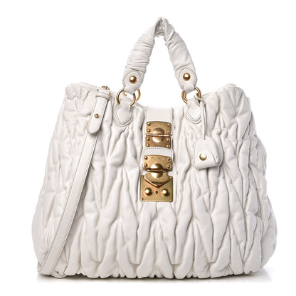 Miu Miu Nappa Matelasse Shopping Tote Bianco 1 of 10