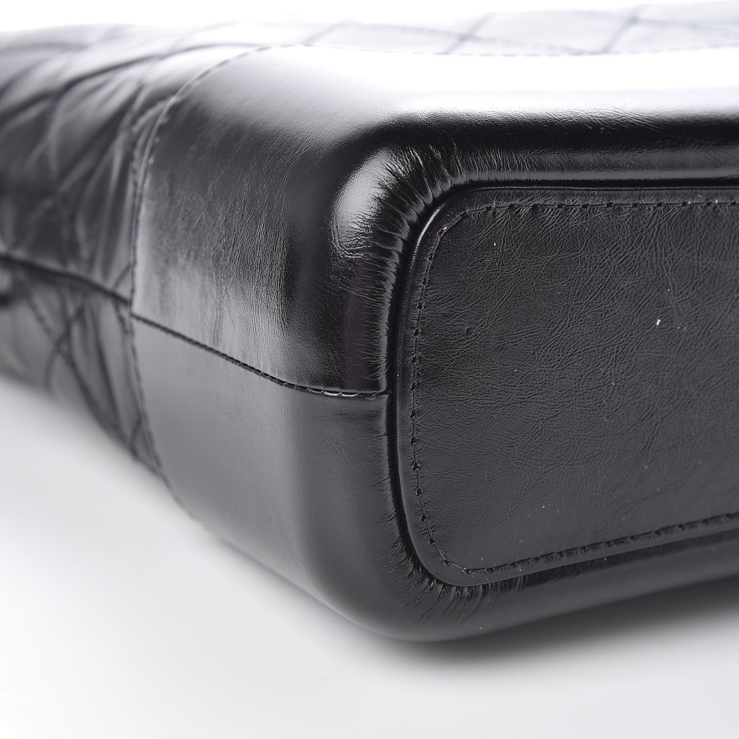 Aged Calfskin Quilted Medium Gabrielle Hobo Black